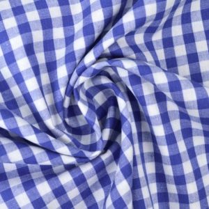 BLÅ GINGHAM RUTIGT BOMULLSTYG 6,5 MM GINGHAM RUTOR – OEKO-TEX BOMULL, LÄTT & ANDNINGSBART