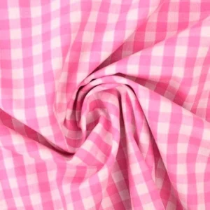 ROSA GINGHAM RUTIGT BOMULLSTYG 6,5 MM GINGHAM RUTOR – OEKO-TEX BOMULL, LÄTT & ANDNINGSBART