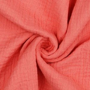 KORALLFÄRGAD DOUBLE GAUZE EKOLOGISK MUSLIN – MJUK & ANDNINGSBAR